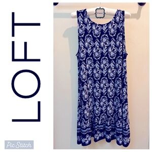 LOFT Beautiful Like-New Blue Tie-back Sleeveless Dress, Sz L